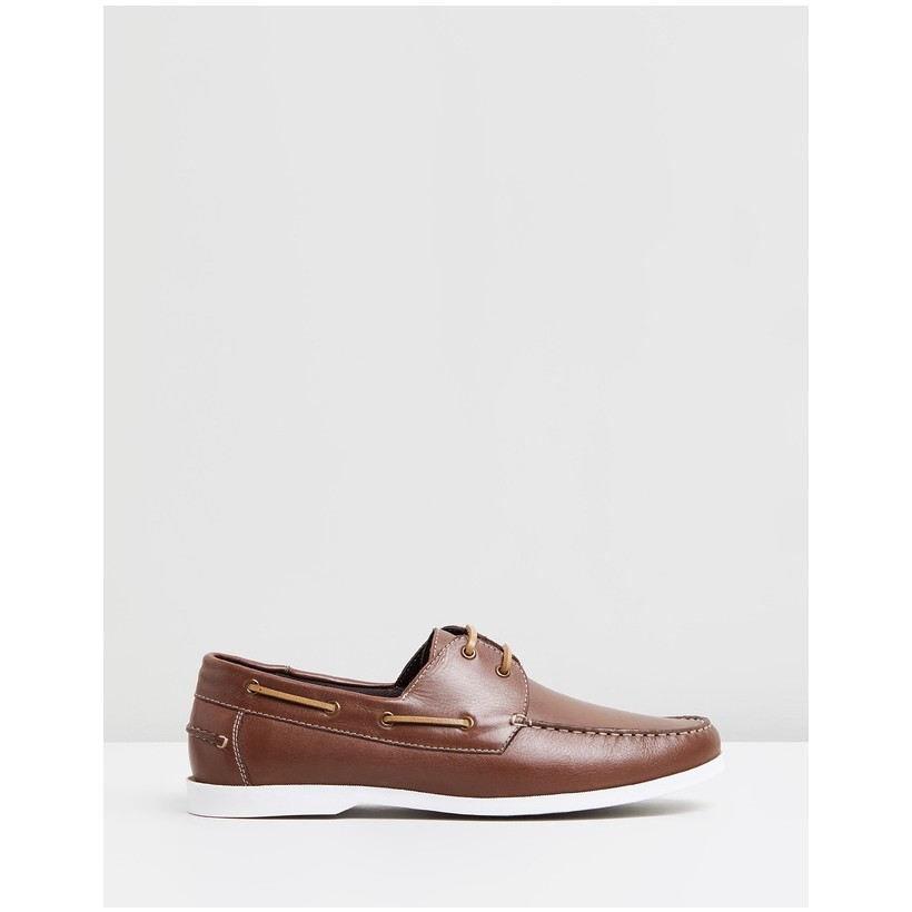 Puerto Leather Deck Shoes Brown by Staple Superior