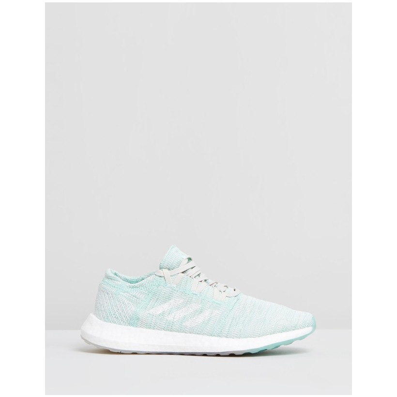 PureBOOST GO - Women's Clear Mint, Footwear White & Raw White by Adidas Performance