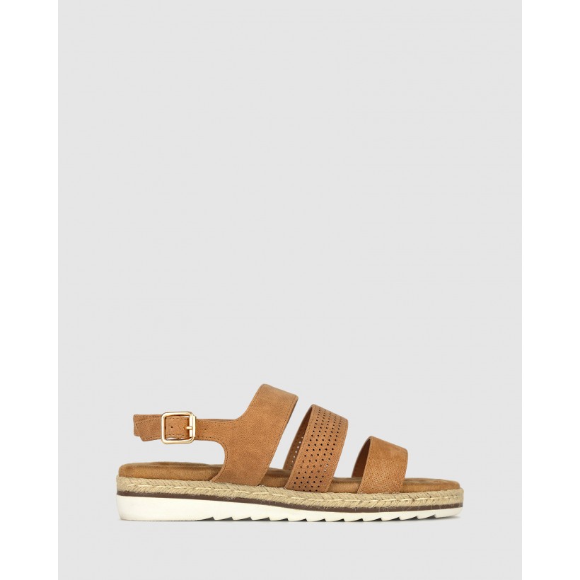 Rebel Wedge Sandals Tan by Betts