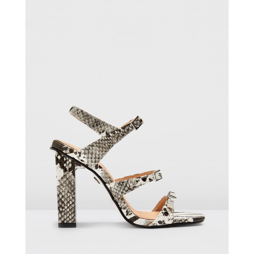 Reptile Strappy Sandals Monochrome by Topshop