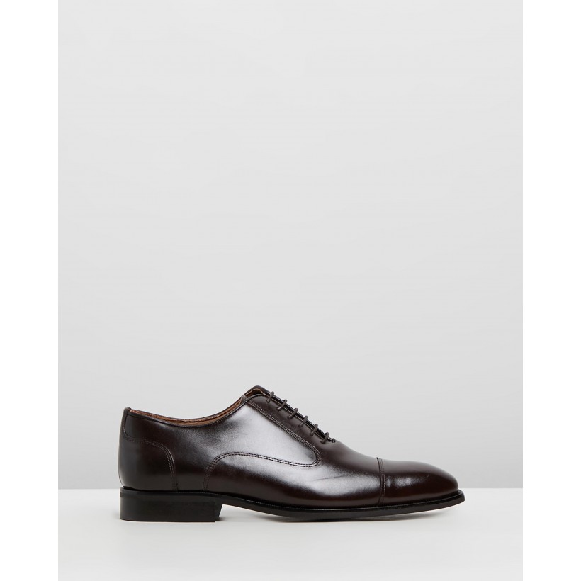 Reston Leather Oxford Toe Cap Shoes Dark Brown by Reiss