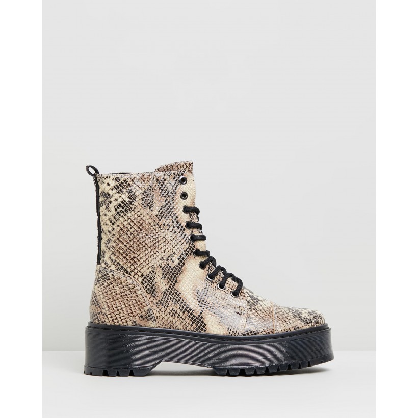 Rifka Super Chunky Snake Ankle Boots Cappuccino by Bronx