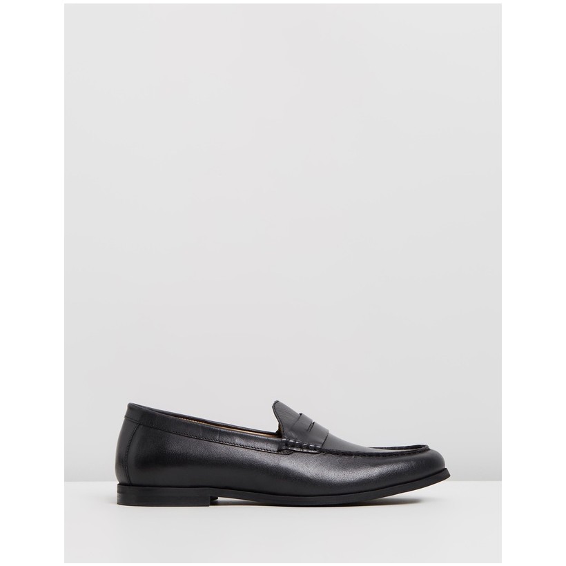 Riley Leather Penny Loafers Black by Staple Superior