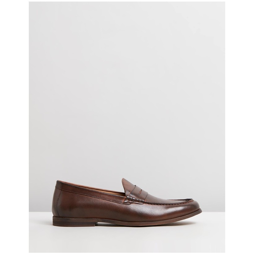 Riley Leather Penny Loafers Brown by Staple Superior
