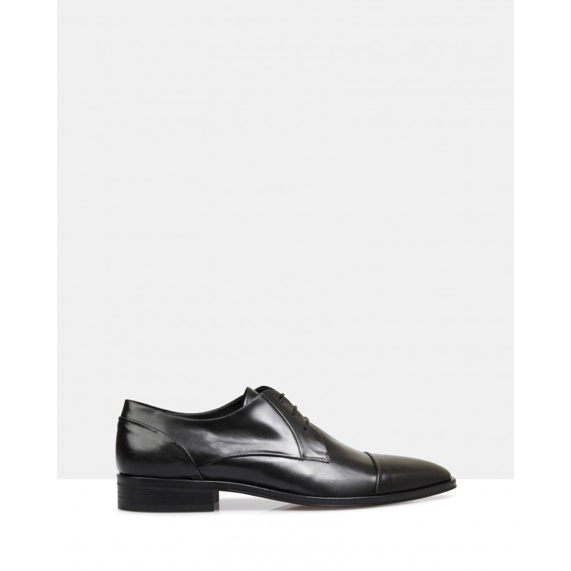 Ross Leather Derby Shoes Black by Brando