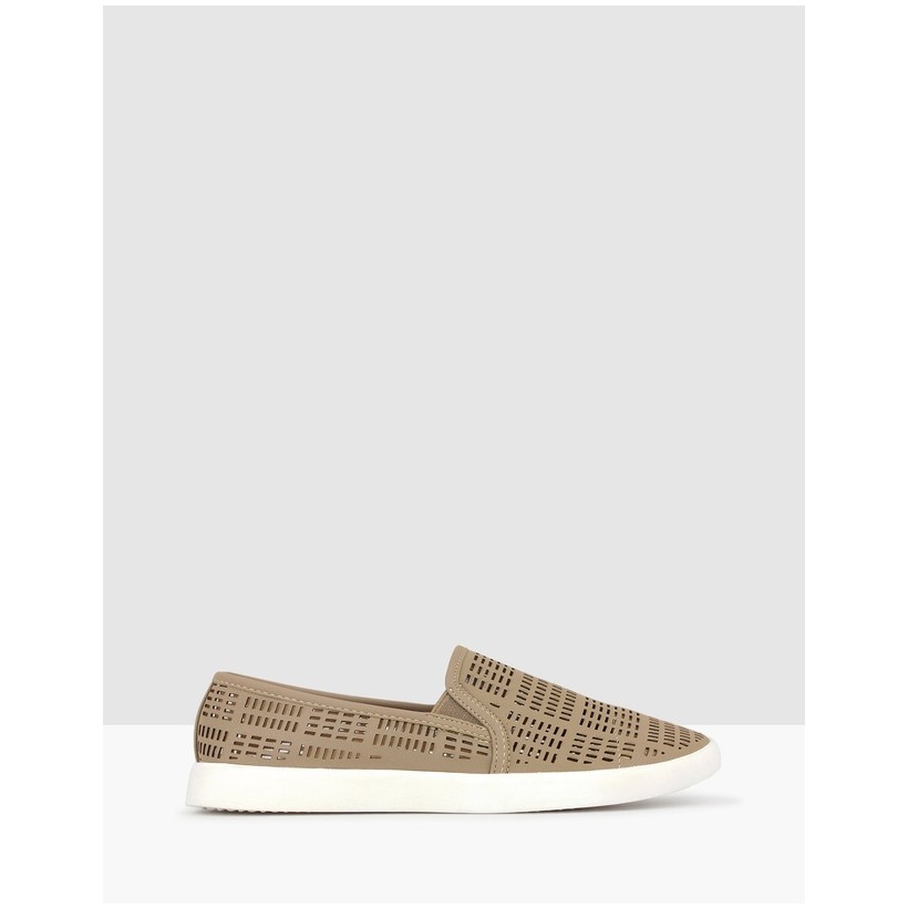 Roy Perforated Slip On Loafers Taupe by Betts