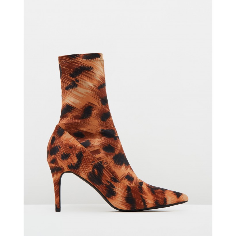 Sabella Sock Ankle Boots Leopard Lycra by Spurr