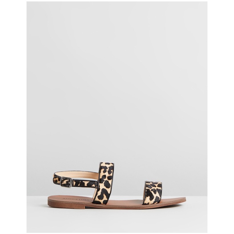 Sandy Leather Sandals Leopard by Atmos&Here