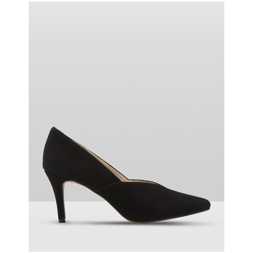 Scarlette Suede Court Shoes Black by Oxford