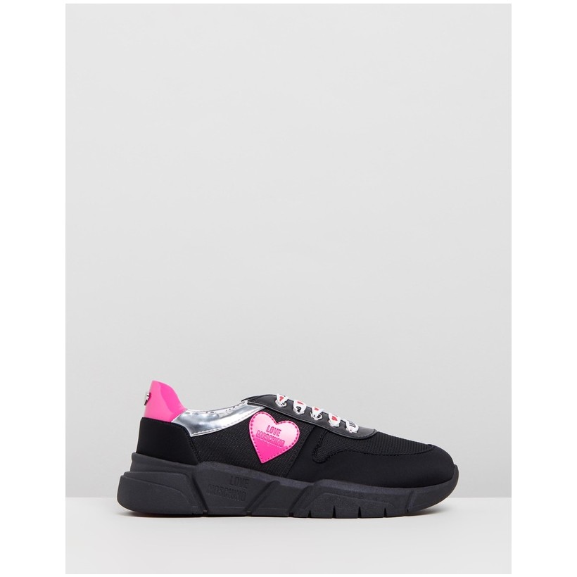 Scuba Heart Sneakers Black & Pink by Love Moschino