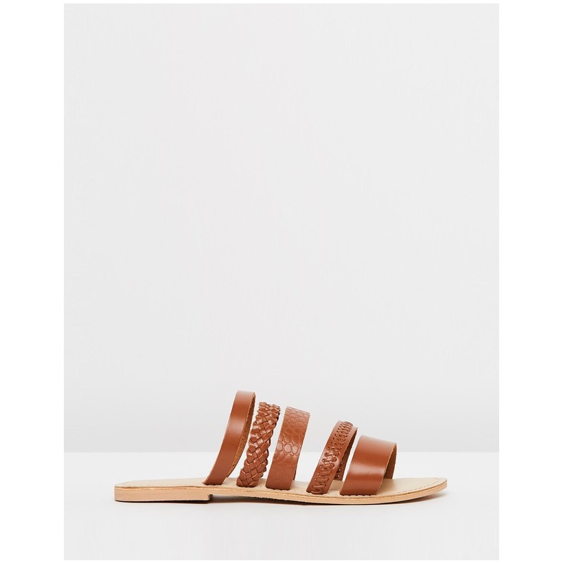 Seneca Slide Sandals Brown Leather by Office