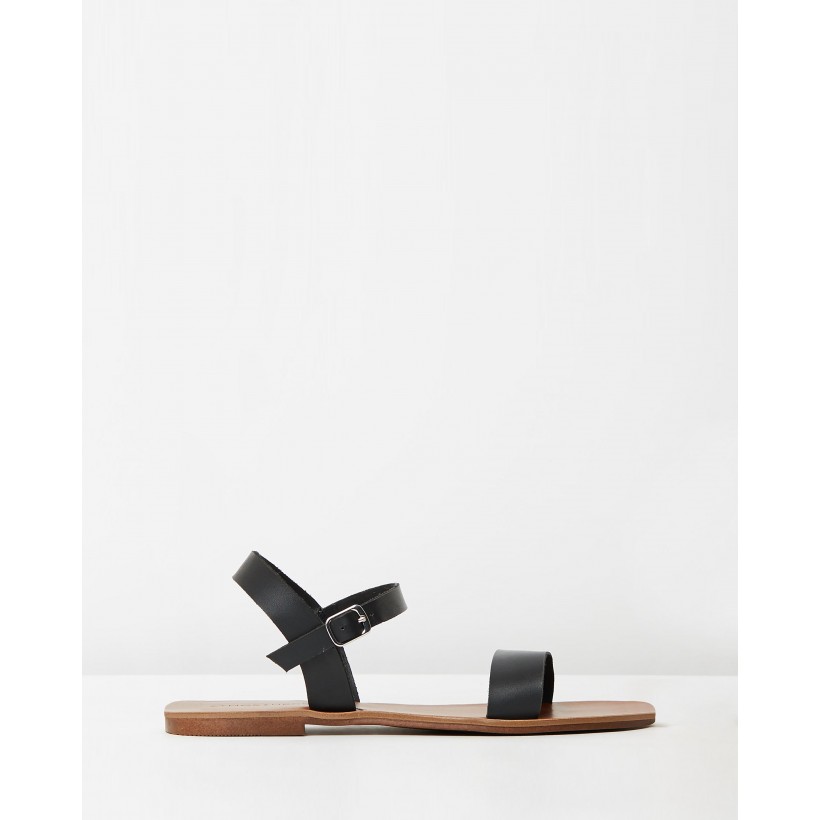 Simone Leather Sandals Black Leather by Atmos&Here
