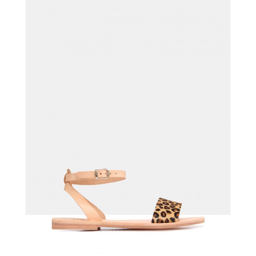 Simone Leather Sandals Leopard by Sempre Di