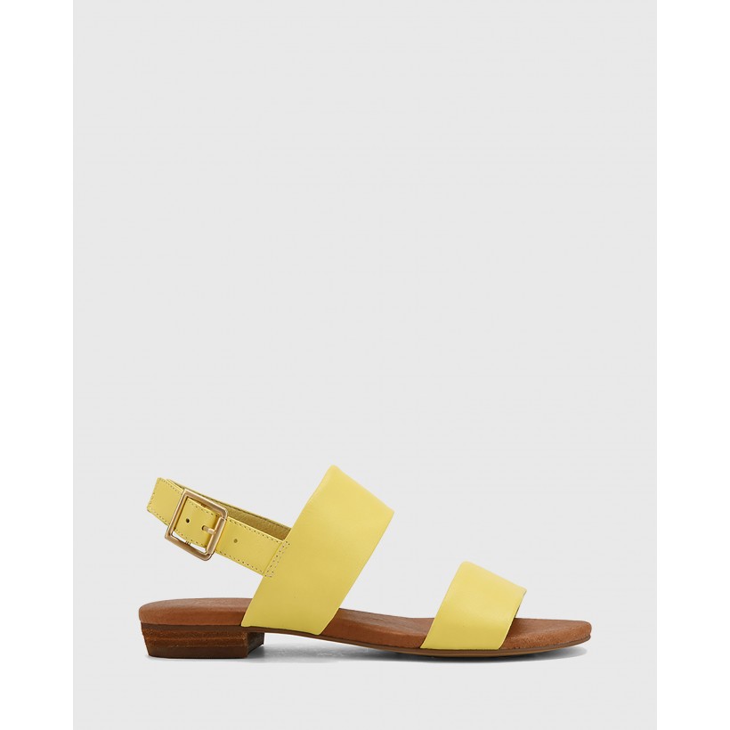Sistine Leather Flat Sandals Yellow by Wittner