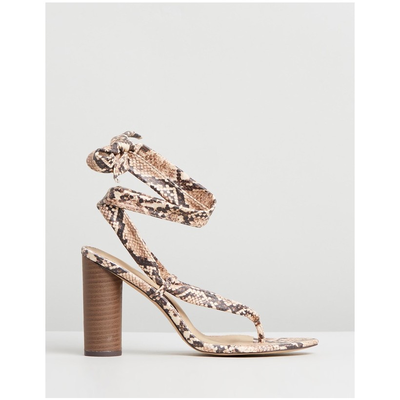 Snake Wrap Block Heels Nude by Missguided