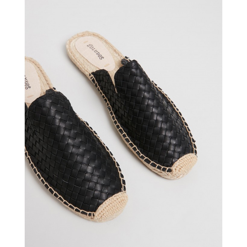 Sofia Woven Espadrille Mules Black by Soludos