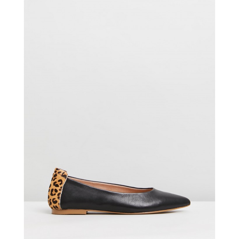 Somerset Casual Flats Black Leather by Jo Mercer