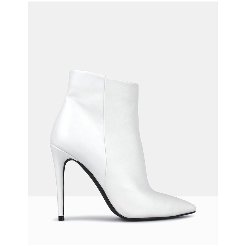 Sophie Stiletto Ankle Boots White by Betts