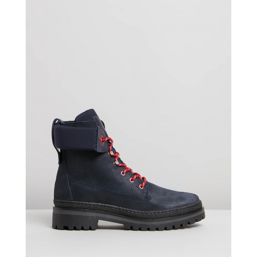 Sporty Outdoor Lace-Up Booties Navy Blazer by Tommy Hilfiger