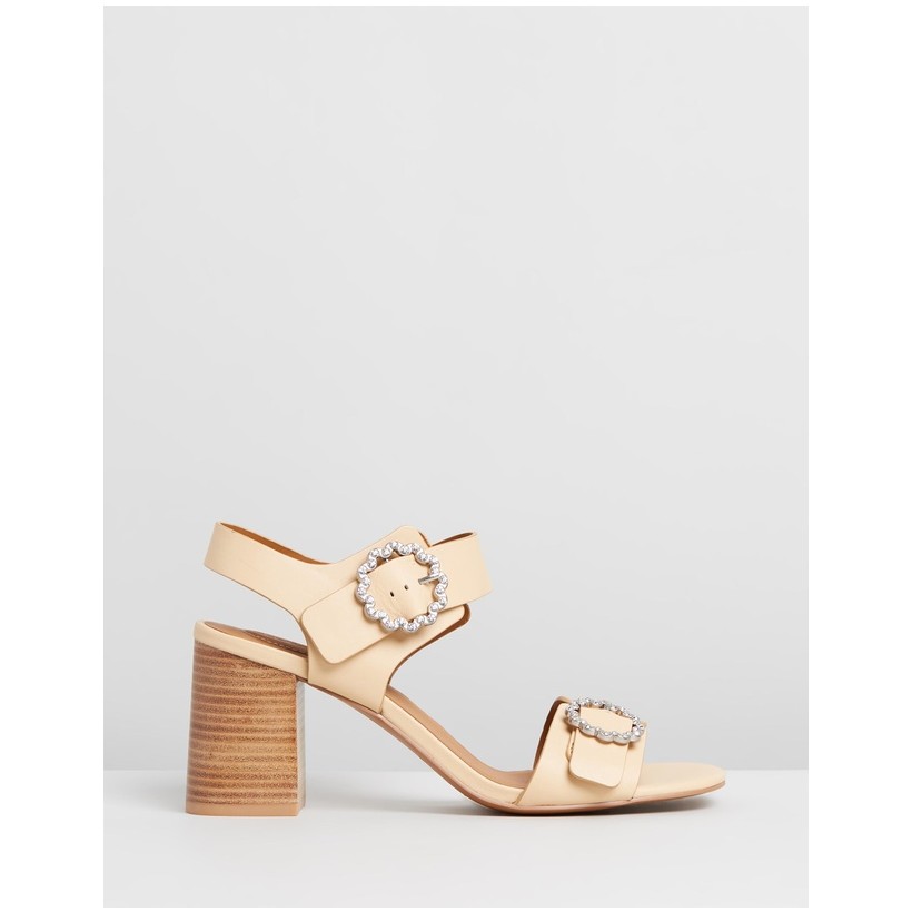 Stacked Block Heel Sandals Beige by See By Chlo??