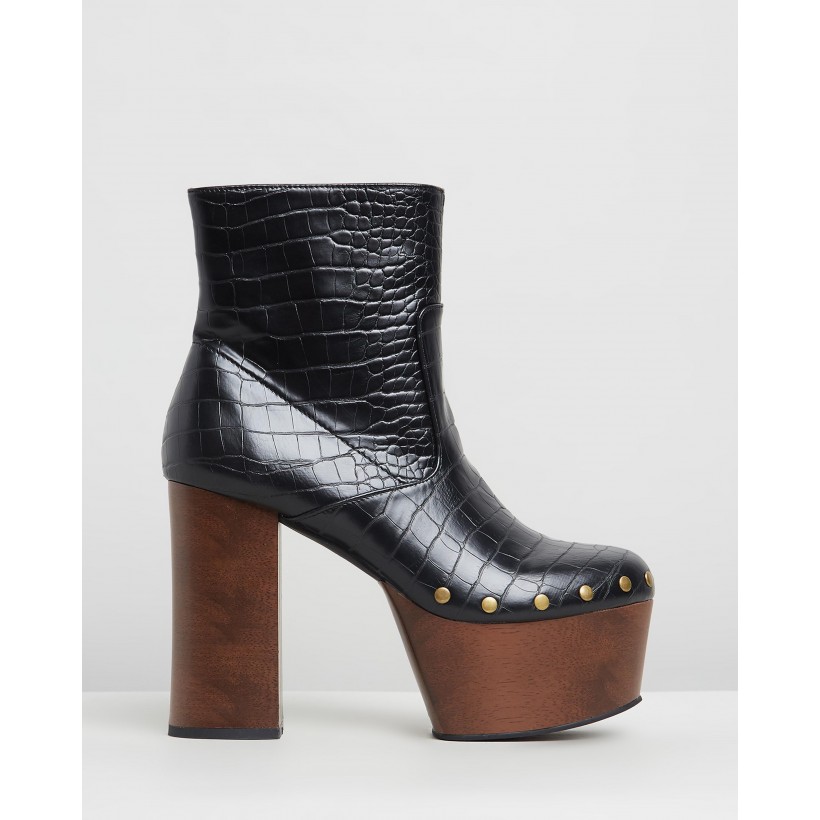 Stanley Ankle Boots Black Croc by Dazie