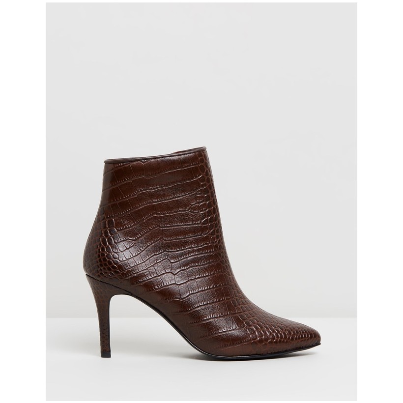Starley Leather Ankle Boots Choc Croc by Atmos&Here