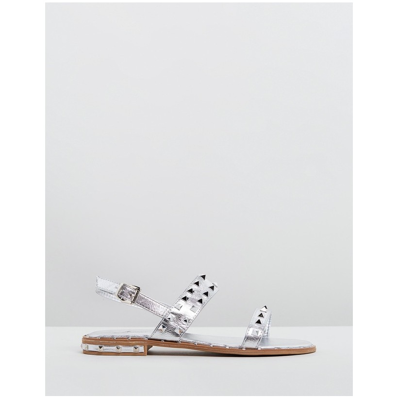 Studded Two Strap Sandals Silver by Missguided