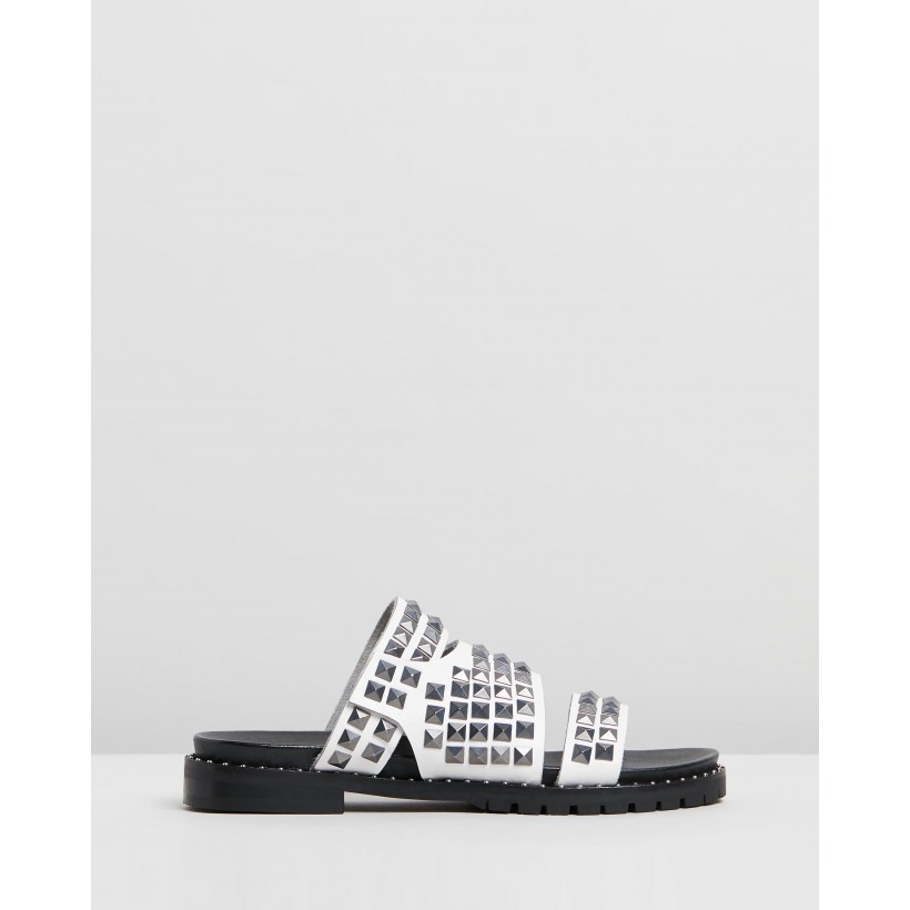 Studded Vivienne Slides Off White by Oneteaspoon