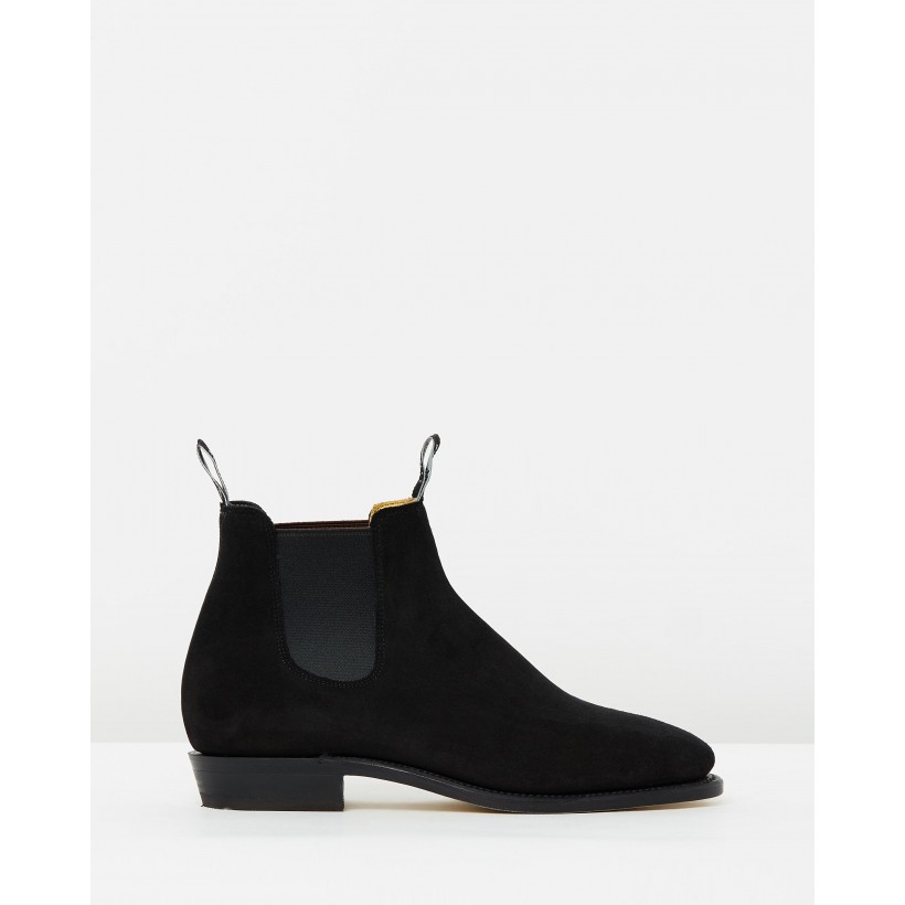 Suede Adelaide Boots Black Suede by R.M.Williams