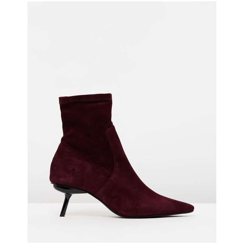 Suede Sock Ankle Boots Maroon by M.N.G