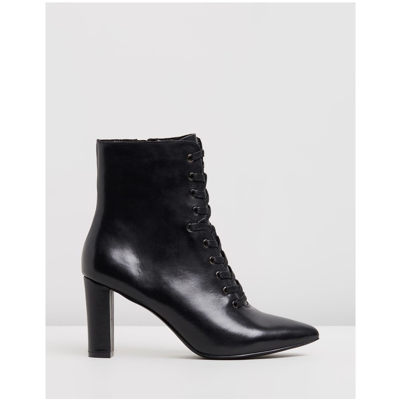 Sylvia Leather Ankle Boots Black Leather by Atmos&Here