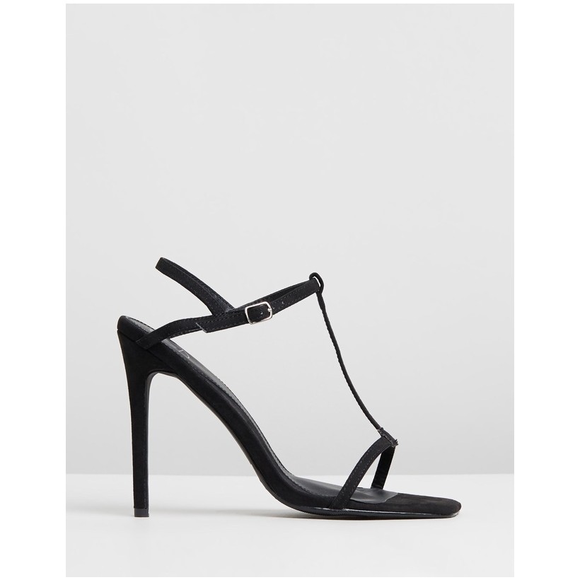 T-Bar Barely There Stilettos Black by Missguided