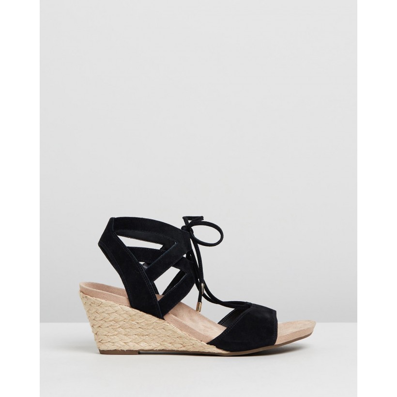 Tansy Wedge Espadrille Sandals Black by Vionic