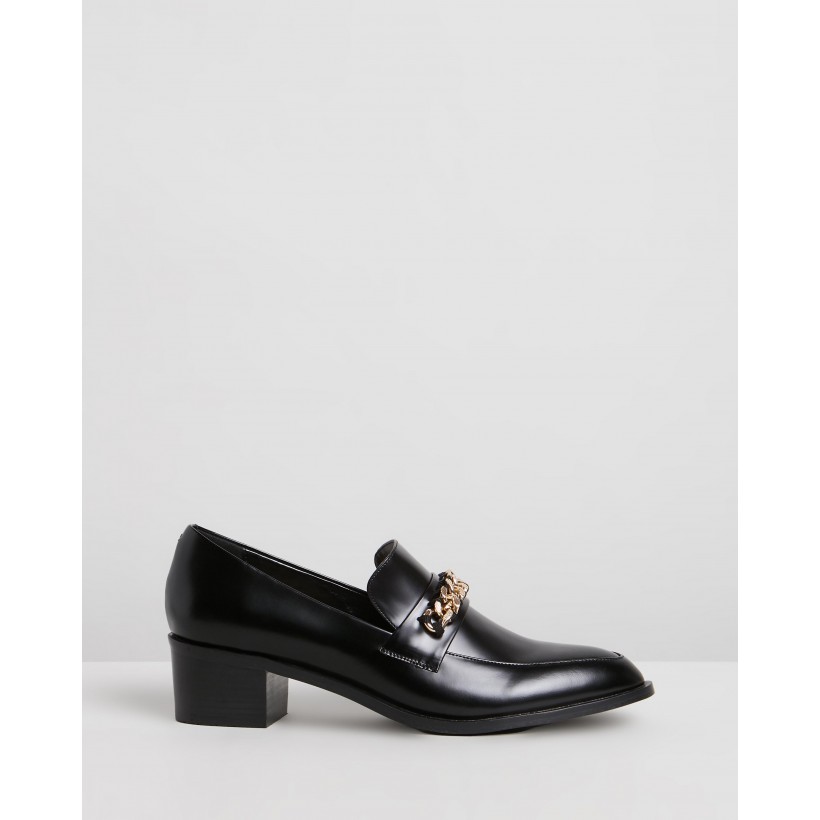 Tara Leather Loafers Black Polished Leather by Atmos&Here