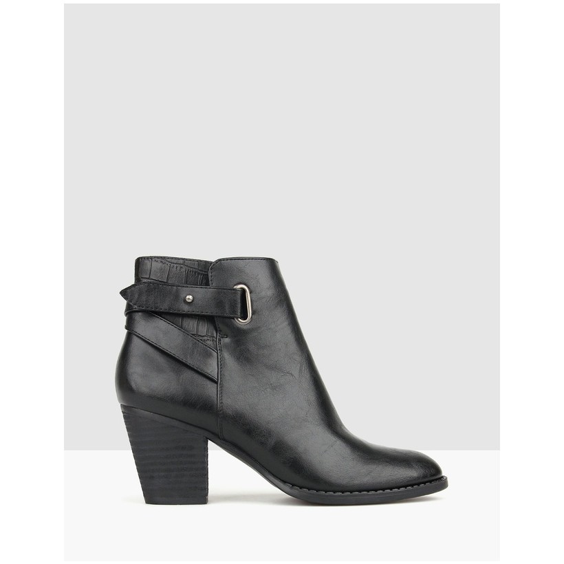 Texas Block Heel Ankle Boots Black by Betts