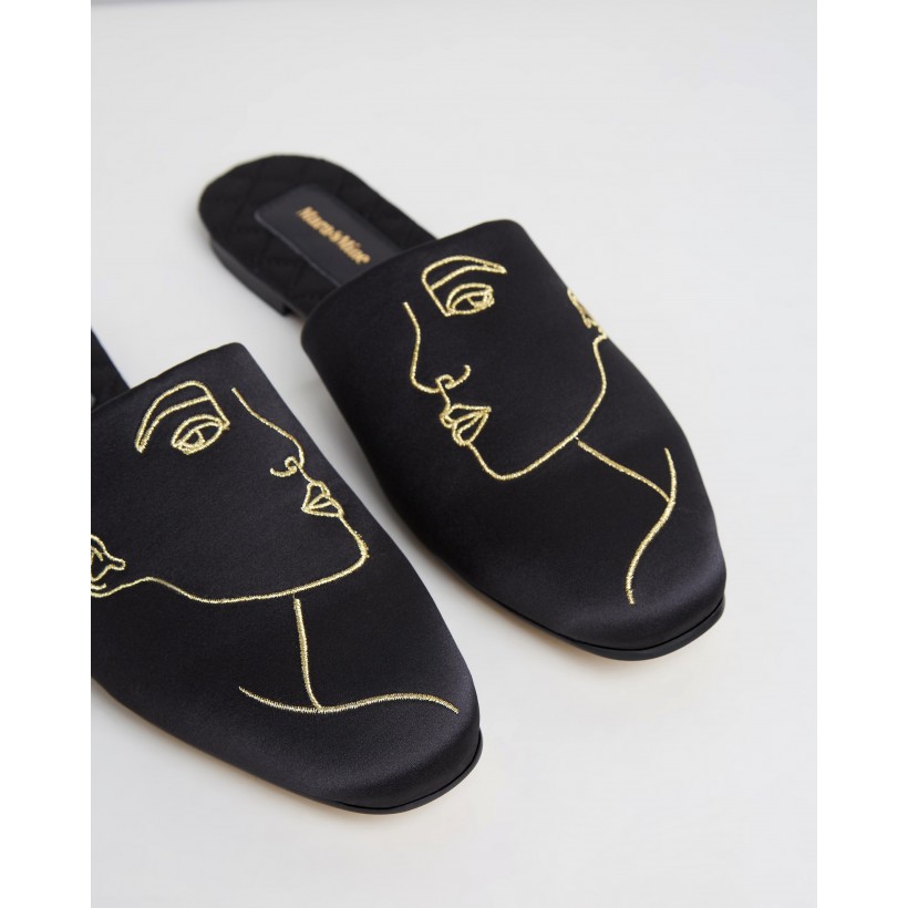 The Line Slippers Black & Gold by Mara & Mine