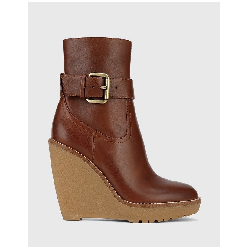 Theodore Wedge Ankle Boots Brown by Wittner