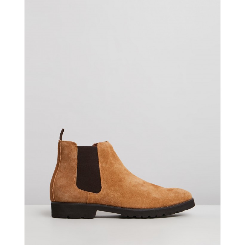 Thompson Suede Gusset Boots Tan by Double Oak Mills