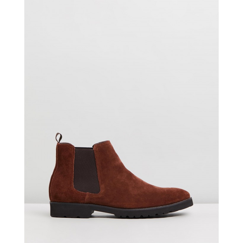 Thompson Suede Gusset Boots Brown by Double Oak Mills