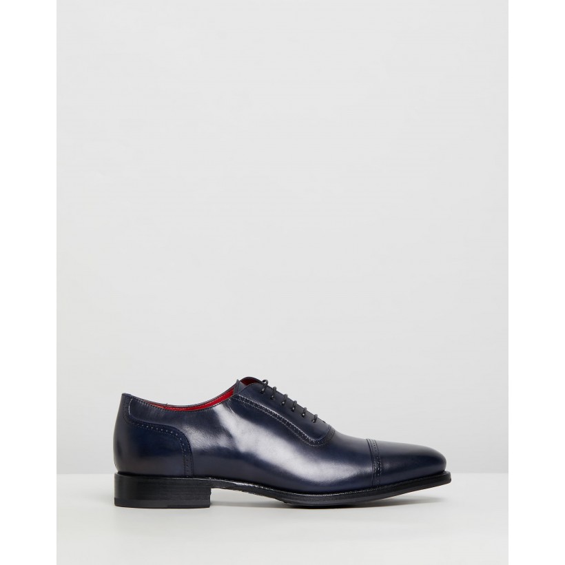 Toe Cap Oxford Navy Leather by Barrett
