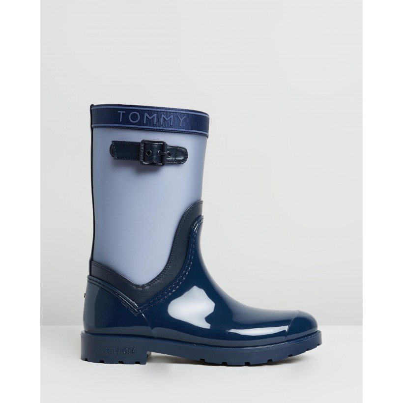 Translucent Detail Rain Boots Tommy Navy by Tommy Hilfiger