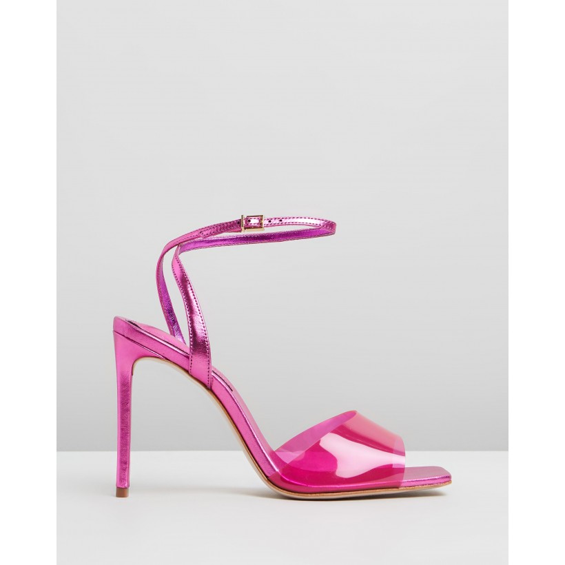 Transparent Strap Stiletto Heels Pink by Schutz