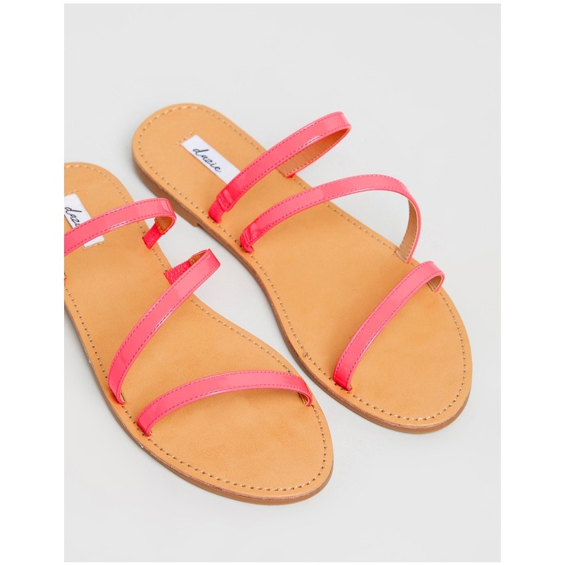 Tulum Sandals Neon Pink Patent by Dazie