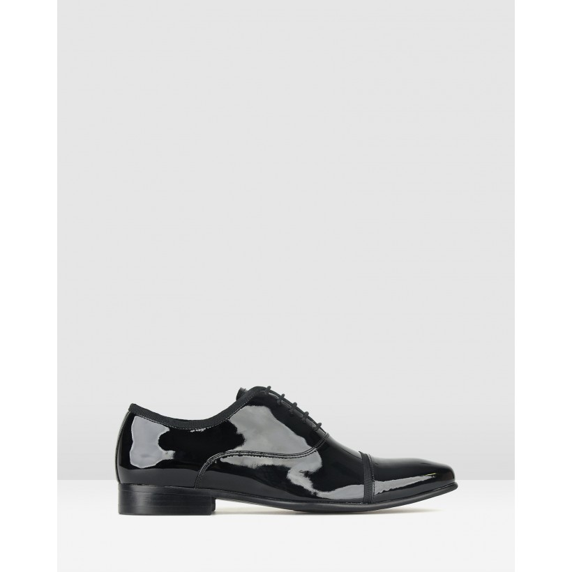 Tux Leather Oxford Dress Shoes Black Patent by Zu