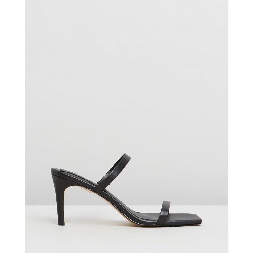 Two Strap Leather Heels Black by Jaggar The Label