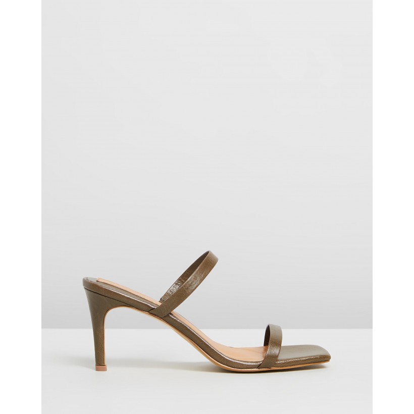 Two Strap Wrinkled Heels Olive by Jaggar The Label