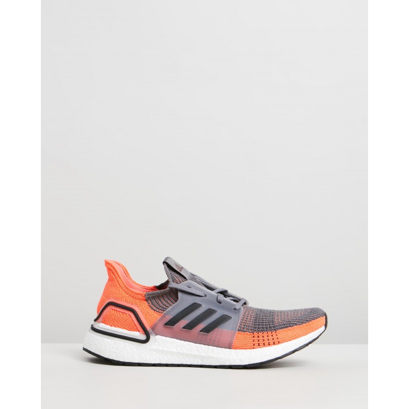 UltraBOOST 19 - Men's Grey Four, Core Black & Hi-Res Coral by Adidas Performance