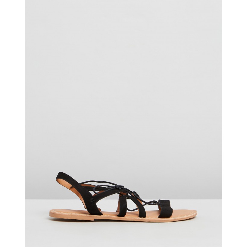 Wide Fit Joy Lace-Up Sandals Black by Dorothy Perkins