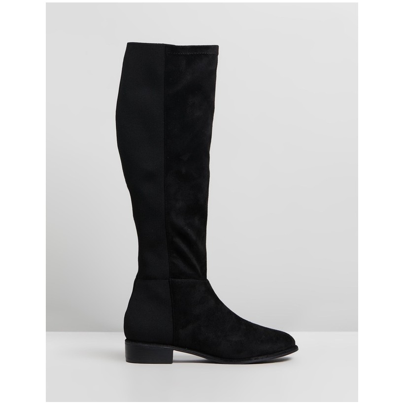 Wilma Boots Black Microsuede by Dazie