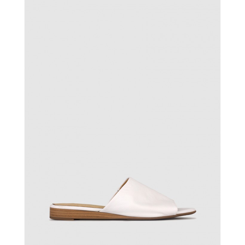 Yummy Leather Wedge Slides White by Airflex